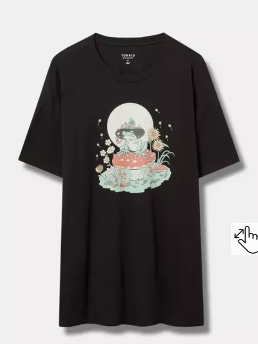 torrid Black Tee with frog Mushroom  Graphic oversized torrid1